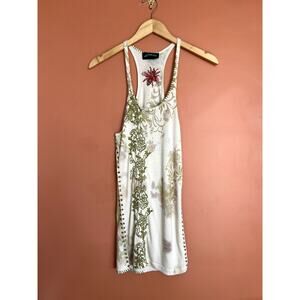 Y2K Vintage Embroidered Stitch Floral Bee Tunic Top by Till The End - Sz Small